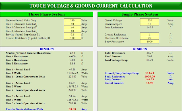 Read more about the article Touch Voltage / Ground current Calculation formula in Excel