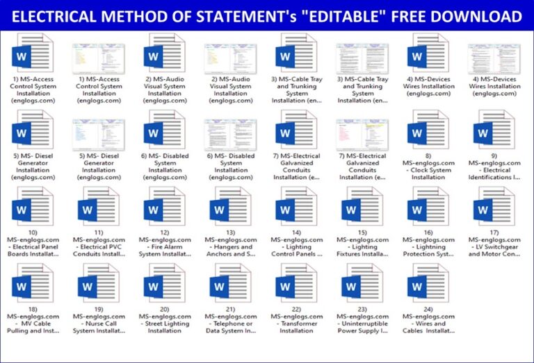 Electrical Method Statement Word format (docx) free Download