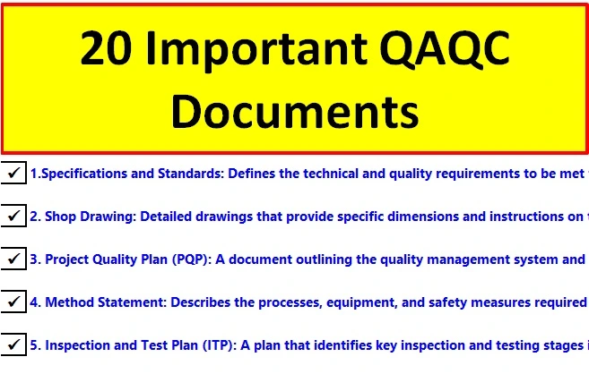 Read more about the article 20 Important QAQC Documents