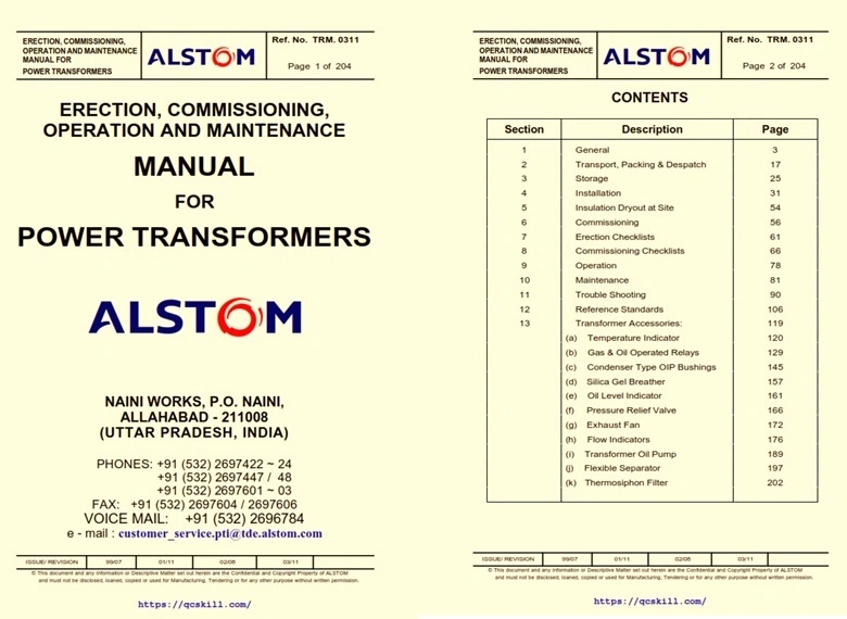 Power Transformer - Erection, Commissioning, Operation, & Maintenance Manual